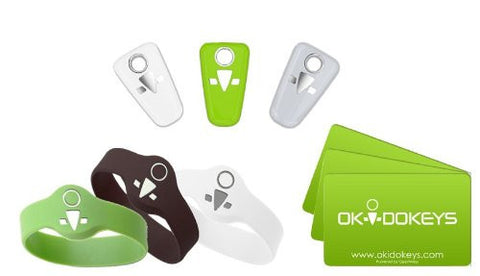 OKIDOKEYS Smart-Reader Access Assortment Pack 3 Wristbands, 3 Cards & 3 Keychains For Use With OKIDOKEYS BLE & RFID Smart-Locks and Smart-Reader - TTM901USTR