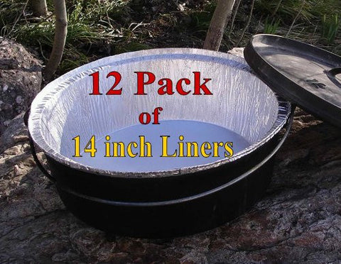 Disposable Foil Dutch Oven Liner, 12 Pack 14" 8Q liners, No more Cleaning, Seasoning your Dutch ovens. Lodge, Camp Chef.
