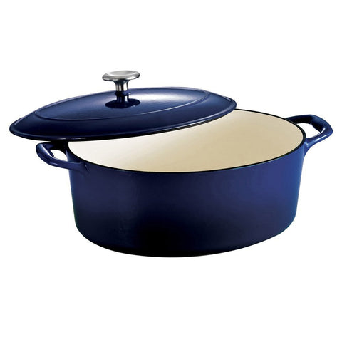 Tramontina Enameled Cast Iron Covered Oval Dutch Oven, 7-Quart, Gradated Cobalt