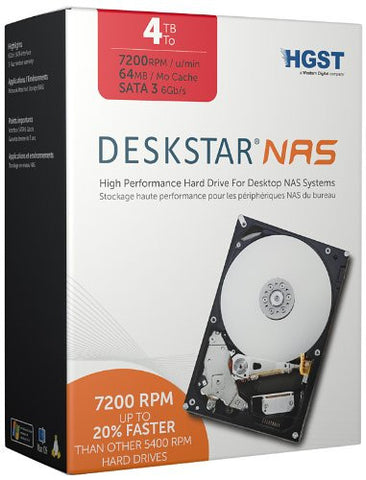 HGST Deskstar NAS 3.5-Inch 4TB 7200RPM SATA III 64MB Cache Internal Hard Drive Kit (0S03664)