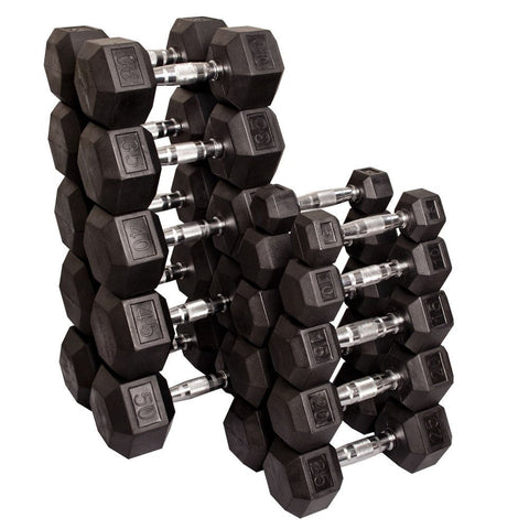 Body Solid SDRS550 5-50-Pound Rubber Hex Dumbbell Set