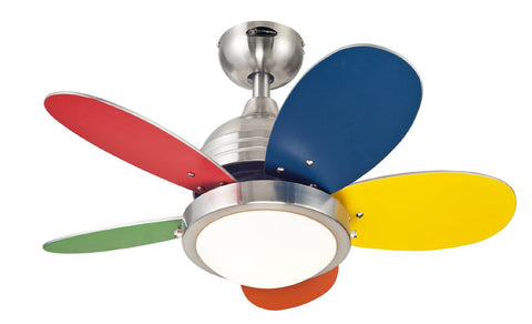Westinghouse 7247500 Roundabout Two-Light Reversible Five-Blade Indoor Ceiling Fan, 30-Inch, Brushed Nickel Finish with Opal Frosted Glass