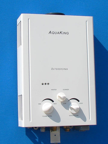 Aquaking Outdoorsman Tankless Water Heater - Propane (LPG) - Portable - Battery Powered Ignition - Camping - RV