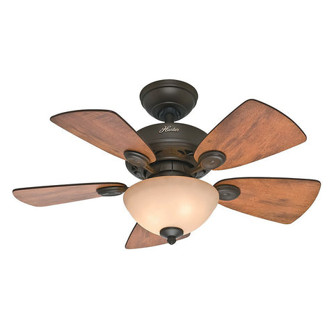 Hunter Fan Company 52090 Watson 34-Inch New Bronze Ceiling Fan with Five Cabin Home/Walnut Blades and a Light Kit
