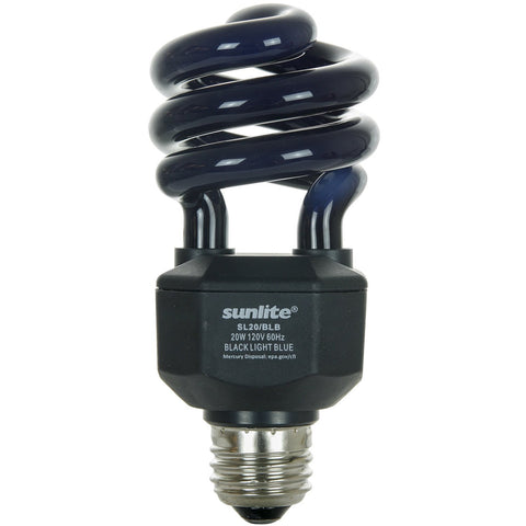 Sunlite SL20/BLB 20 Watt Spiral Energy Saving CFL Light Bulb Medium Base Blacklight Blue