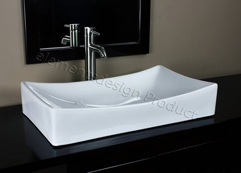 Bathroom Vanity Rectangular Ceramic Porcelain Vessel 7235N3 Sink combo-(Included brushed nickel faucet + Pop Up Drain with no overflow)