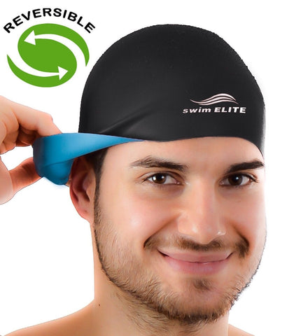 2-in-1 Premium Silicone Swim Cap - Reversible - Wear It On Both Sides - Wrinkle-Free - For Men and Women