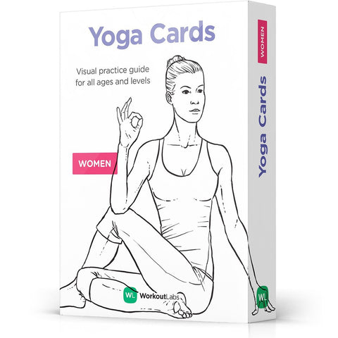 YOGA CARDS by WorkoutLabs: Visual Practice Guide with Essential Poses, Breathing Exercises and Meditation - #1 Bestselling Premium Illustrated Plastic Flash Cards Deck for All Ages & Experience Levels (Women & Men)