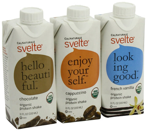 CalNaturale Svelte Organic Gluten Free Protein Shake, Variety Pack, 11 Ounce (Pack of 12)