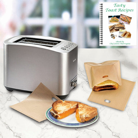 EKSEL Toaster Bags Gluten Free Toasts Reusable Non-Stick Fits Any Size Bread FDA Approved 3 Pack
