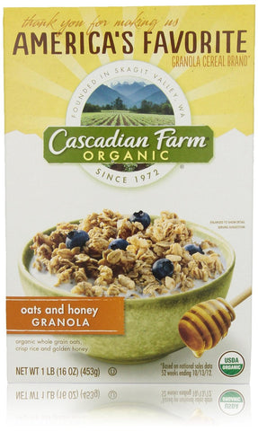 Cascadian Farm Organic Cereal, Oats & Honey Granola, 16 Oz