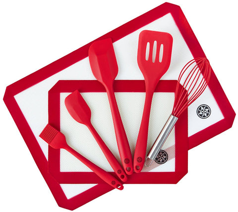 StarPack Premium Silicone Baking Mats and Utensils Set (7 Piece) with Bonus 101 Cooking Tips