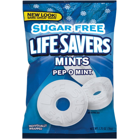 LifeSavers Sugar Free Pep-O-Mint Hard Candy, 2.75-Ounce Bags (Pack of 12)