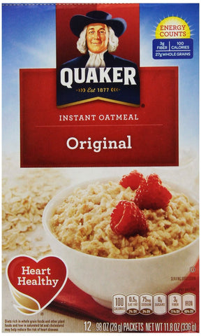 Quaker Instant Oatmeal Original, 12-Count, 11.8 ounces Boxes (Pack of 4)