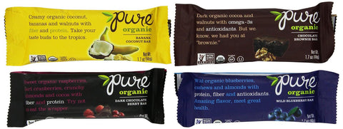 Pure Bar Organic Variety Pack, Raw Fruit & Nut Bars, 1.7-Ounce Bars (Pack of 12)