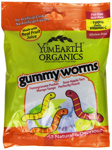 YumEarth Organic Gummy Worms, 2.5 Ounce (Pack of 12)