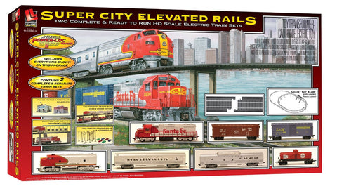 Life-Like Trains HO Scale Super City Elevated Rails Double Electric Train Set