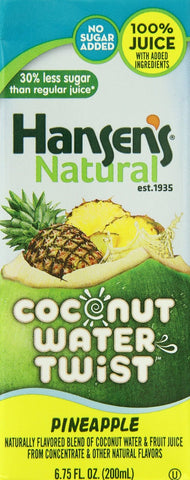 Hansen's Coconut Water Twist, Pineapple, 6.75 Ounce (Pack of 8)