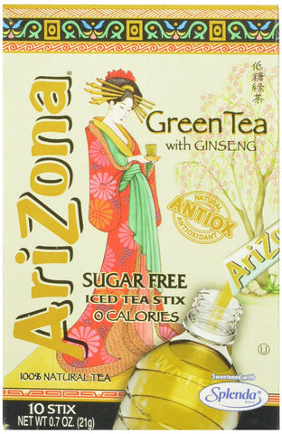 AriZona Green Tea with Ginseng Sugar Free Iced Tea Stix, 0.7-Ounce Boxes (Pack of 6)