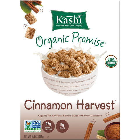 Kashi Organic Promise Cereal, Cinnamon Harvest Whole Wheat Biscuits, 16.3 Ounce Boxes (Pack of 4)