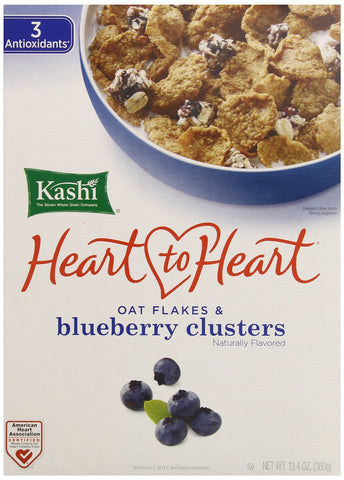 Kashi Heart to Heart Clusters Cereal, Oat Flakes and Blueberry, 13.4 Ounce (Pack of 10)