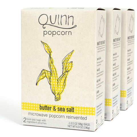 Quinn Popcorn: Microwave Popcorn Butter and Sea Salt, 6.9 oz (3 pack)