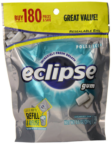 Eclipse Sugar Free Gum, Polar Ice, 180 Piece Bag