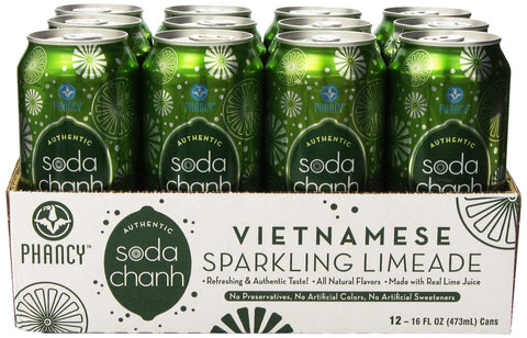 Phancy Soda Chanh, Vietnamese Sparkling Limeade, 16 Ounce (Pack of 12)