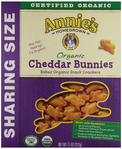 Annie's Homegrown Organic Cheddar Bunnies, 11 Ounce Boxes (Pack of 4)