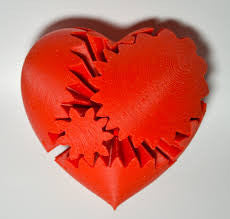 3D Printed Rotating Heart Gear, Large, Pink